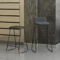 Just Bar Stool Upholstered By Normann Copenhagen -Home Furnishing Shop 2020 Just Barstool 75cm w Back Full Uph Black Steel UDA25 Just Barstool 65cm Full Uph Black Steel Ultra 41599 01