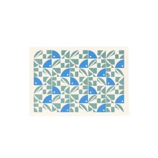 Bloom Letterpress Card - Blue And Green By Esme Winter