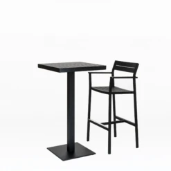 Eos Square Bar Table By Case -Home Furnishing Shop Eos Bar Table and Stool Black Angled Whitespace