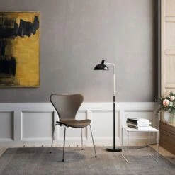 Kaiser Idell Luxus Floor Lamp By Fritz Hansen -Home Furnishing Shop FH 3107 Essential Leather Stone KaiserIdell 6580 F Black PK71 White