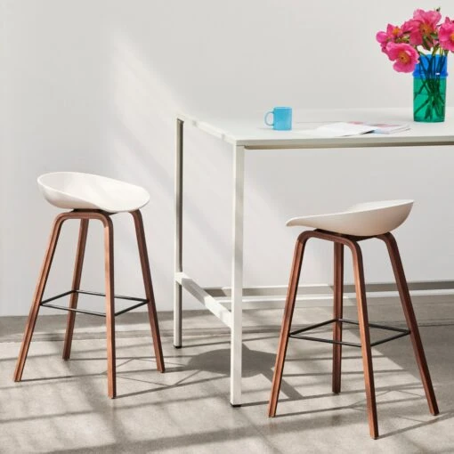 Clearance About A Stool AAS 32 Low / White / Matt Lacquered Oak By Hay - Image 2